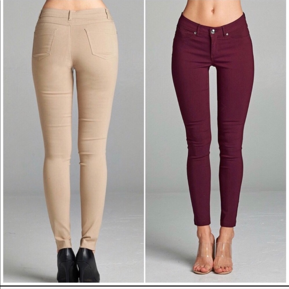 ❗️CLOSING SALE❗️ New Burgundy Ponte Skinny Pants - Picture 2 of 2